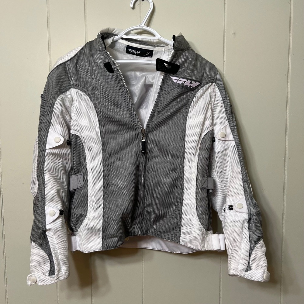 FLY Racing Women's Motorcycle Jacket Mesh Lined Elbow Pads Gray White Size S